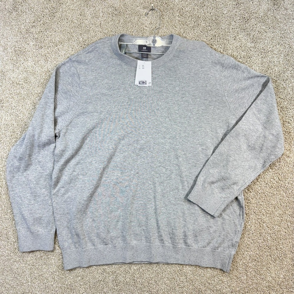HM Men Slim‎ Fit Crew Neck Long Sleeve Sweater Light Gray 3XL